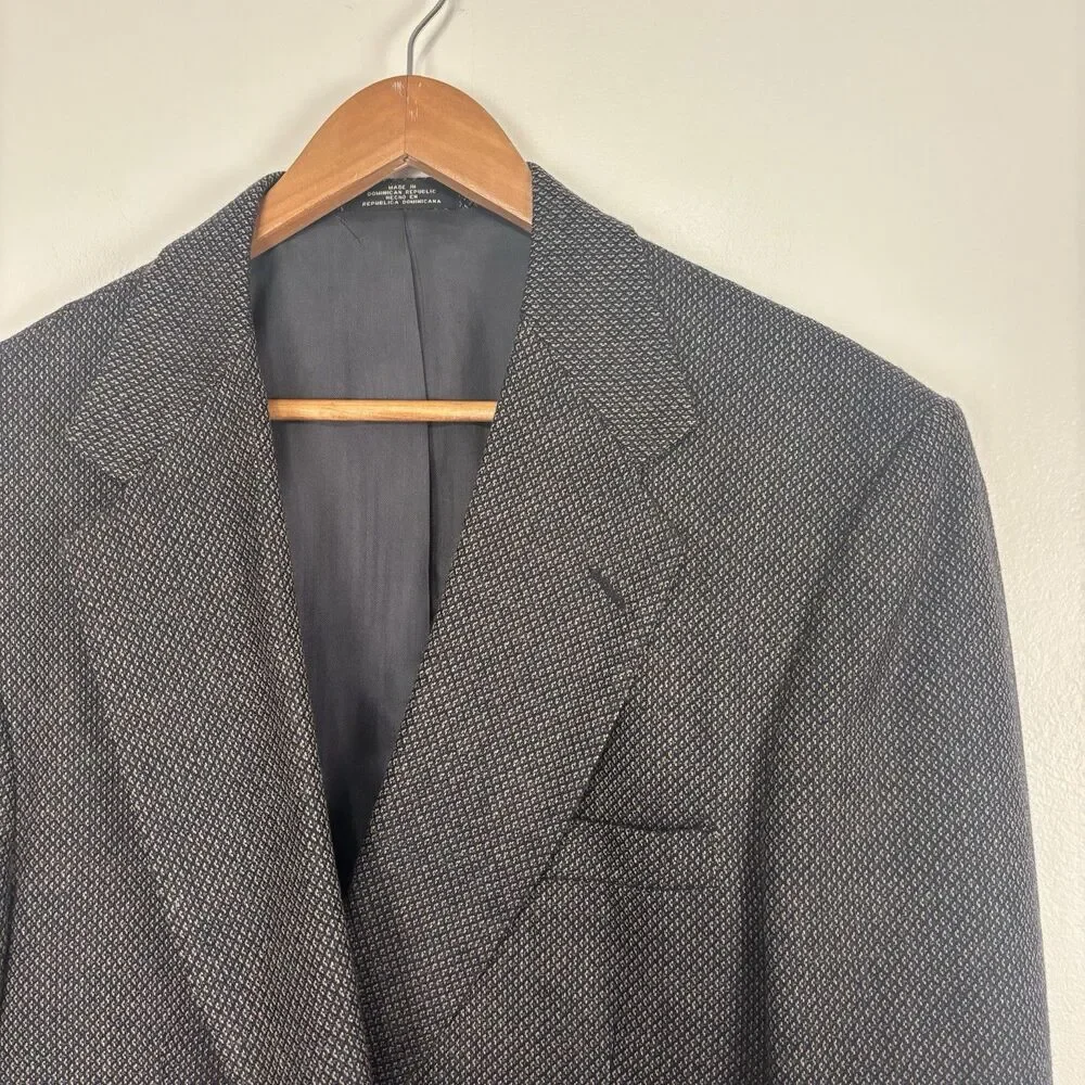 VTG Stanley Blacker Mens 44R Sport Coat Blazer Jacket Brown Blue Micro Pattern